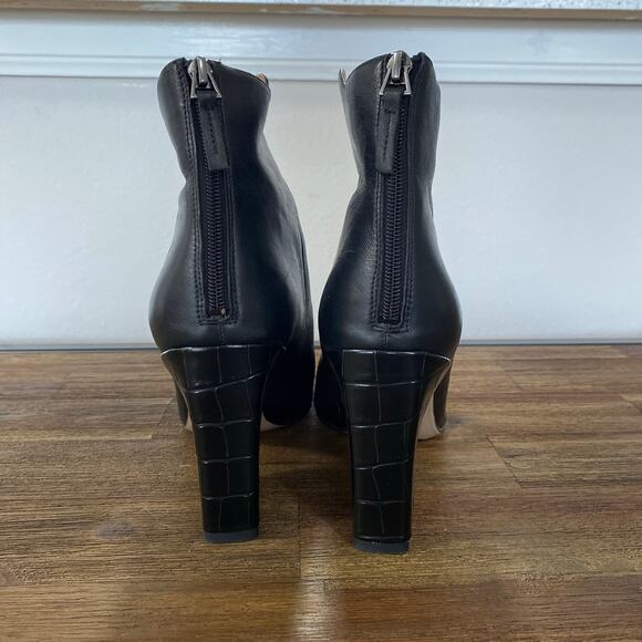 FRANCO SARTO Venture Black Leather Block Heel Bootie Pointed Toe Ankle Boots 12 - Picture 6 of 9